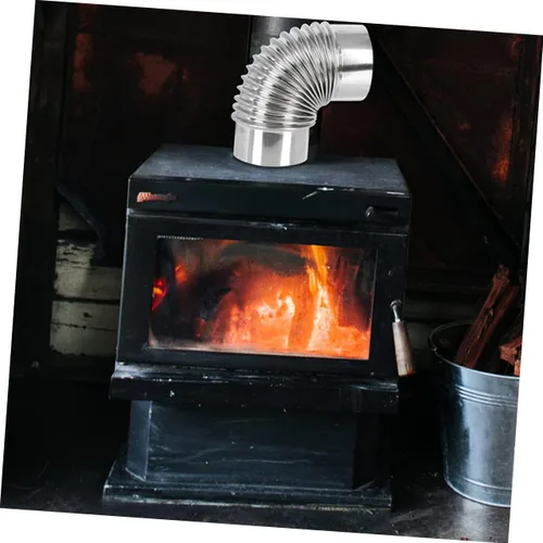 Vista 9 de 2 unids estufa tubo de combustión codo a prueba de herrumbre chimenea tubo de escape al aire libre Camping chimenea extensión