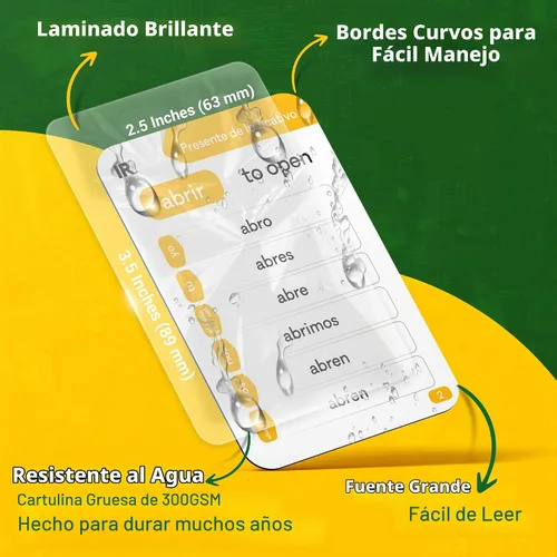 Vista 4 de Tarjetas flash de conjugación de verbos en español: 1.000 verbos, 9 tiempos