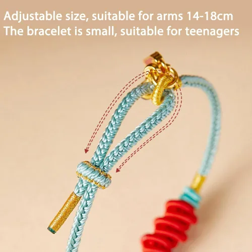 Vista 7 de Pulsera tibetana de la suerte para mujer, pulsera trenzada de buenos deseos, estilo budista, ajustable, pulsera de cuerda roja