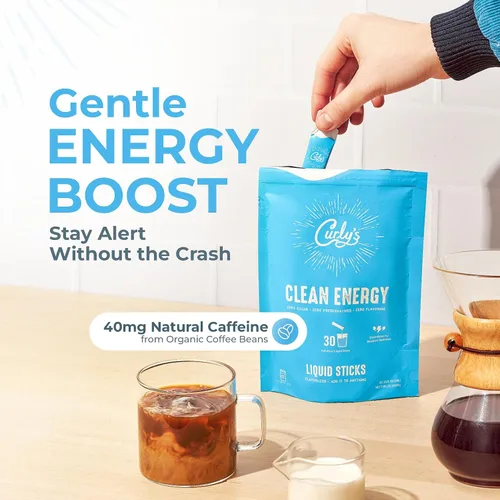Vista 5 de Barritas de cafeína y electrolitos de energía limpia de Curly's - Energiza tu bebida favorita - Apto para dieta keto, paleo y Whole 30 - Todo