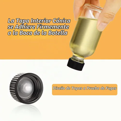 Vista 4 de LANBEAUTIFY Paquete de 14 botellas pequeñas de vidrio transparente de 2 onzas con tapas, botellas de chupito con tapas para chupitos de jengibre