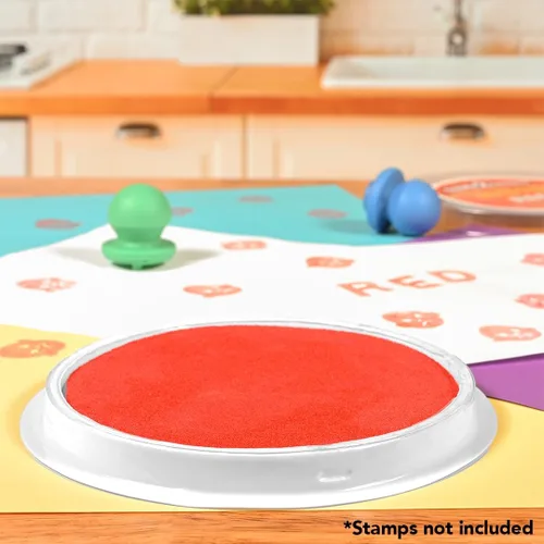 Vista 3 de READY 2 LEARN Almohadilla de sello circular lavable Jumbo - Rojo - 5.75 pulgadas de diámetro - No tóxico - Resistente a la decoloración