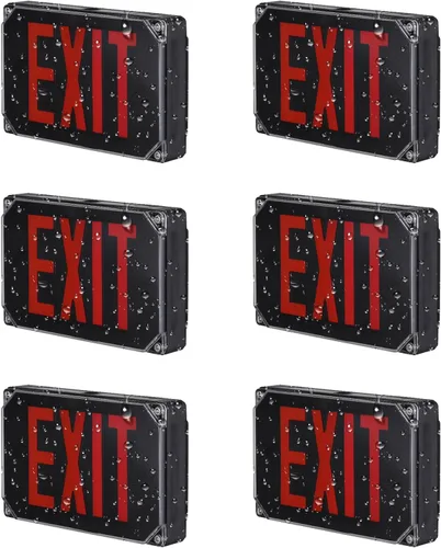 Vista 11 de LEONLITE Señal de salida LED roja, luz de salida de ubicación húmeda con batería de respaldo, certificación UL, iluminación de emergencia cableada