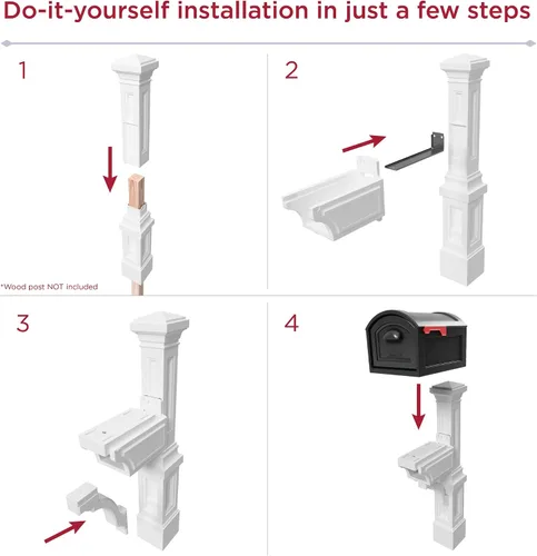 Vista 4 de Step2 Atherton Buzón y poste extra grande, resistente a la intemperie, buzones grandes para exteriores, hechos de plástico duradero, fácil