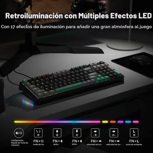 Vista 7 de Teclado mecánico AK96 con pantalla inteligente y perilla, montaje superior 96% teclado mecánico con cable USB-C, intercambiable en caliente, soporte
