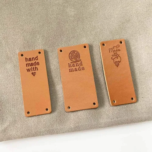 Vista 2 de Juland Etiqueta de piel sintética hecha a mano, adorno de etiqueta en relieve, accesorios de bricolaje para jeans, bolsas, zapatos, sombrero, 60