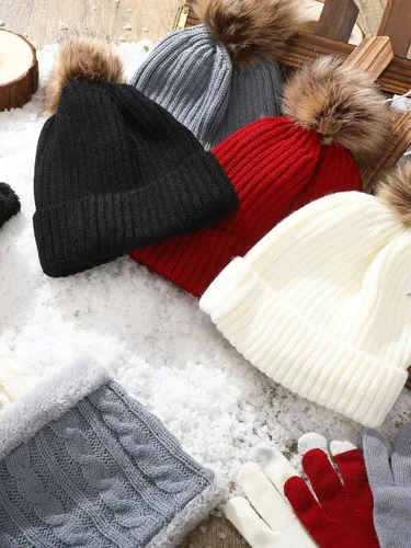 Vista 6 de Eurzom Juego de 12 gorros y bufandas para mujer, gorro para clima frío, forro interior de satén, forro polar, guantes de punto para mujeres y niñas