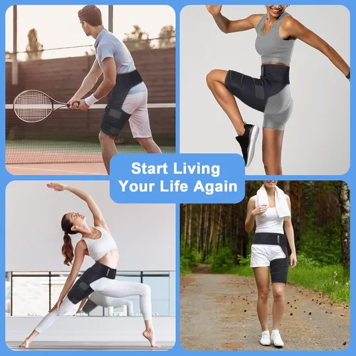 Vista 5 de Soporte de cadera para la ingle, para aliviar el dolor de ciática, azul Thigh Support for Groin, Thigh, Hamstring, Pulled Muscle Injury, Sciatic