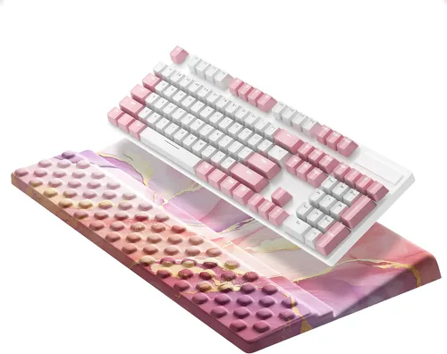Vista 15 de Ospelelf Almohadilla para reposamuñecas para teclado, cómodo soporte ergonómico para teclado, accesorios de escritorio de oficina, artículos Anémona