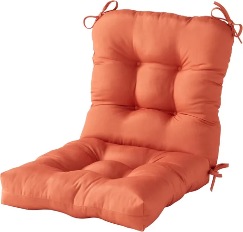 Vista 13 de Cojines para silla de exterior con bisagras, diseño de una sola pieza, cojín reversible para asiento y respaldo de patio con lazos, tela de Aloha