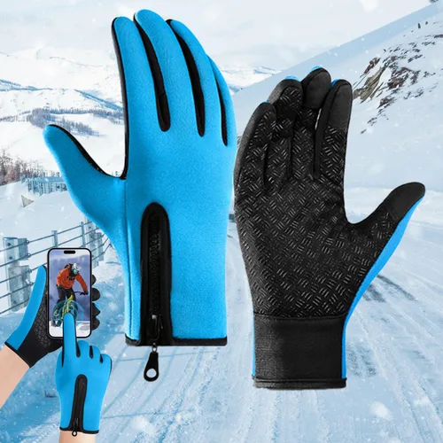 Vista 14 de Guantes de ciclismo de invierno para hombres y mujeres, impermeables, térmicos, agarre antideslizante para montar y actividades en clima frío