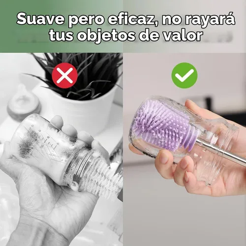 Vista 5 de haakaa Cepillo de Limpieza Cepillo de Silicona para Biberones de Doble Punta con Cerdas Suaves de Silicona para Extractores de Leche Materna Lavanda