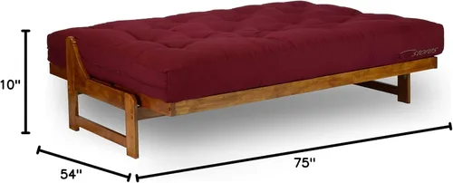Vista 2 de Nirvana Futons Colchón de futón extra grueso de 10 pulgadas, sarga burdeos borgoña (Burgundy Twill)