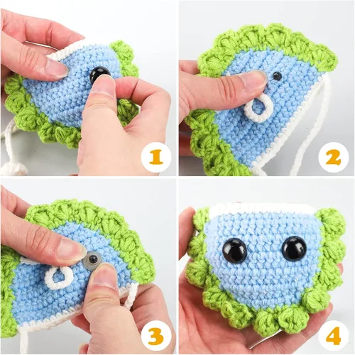 Vista 4 de Ojos de seguridad negros grandes de 16 ~ 1.181 in para Amigurumi Crochet Crafts Muñecas Hacer Animales de Peluche y Oso de Peluche