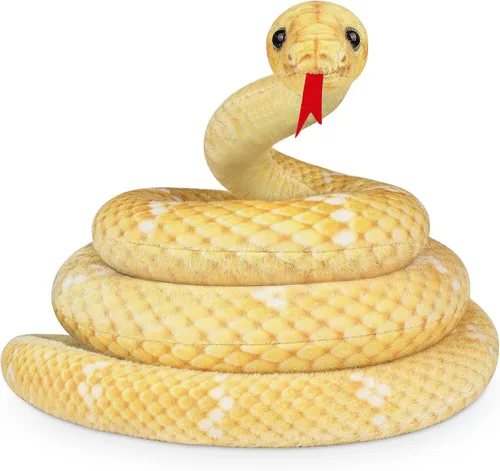 Vista 8 de Hozzi Boa Constrictor gigante de peluche grande de serpiente de peluche realista de 78.7 in / 80 pulgadas, regalos realistas para niños, fiesta