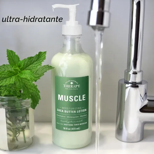 Vista 4 de Village Naturals Therapy Muscle Loción de manteca de karité, aroma a menta de eucalipto, 16 onzas líquidas, paquete de 3