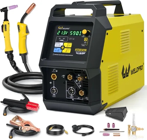 Vista 8 de Weldpro Soldador MIG de 200A, Soldador MIG de Núcleo de Flujo 110V/220V/MMA/TIG/Stick 5 en 1 Máquina de Soldadura con Temporizador de Puntos