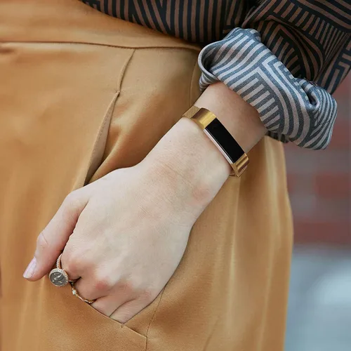 Vista 3 de Bandas de metal compatibles con Fitbit Alta/Fitbit Alta HR, malla de bucle de acero inoxidable transpirable, pulsera magnética ajustable