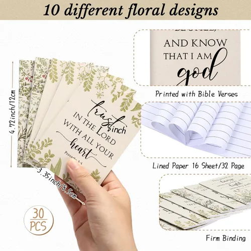 Vista 2 de Ctosree 60 unidades de regalo cristiano a granel para mujeres, cuaderno de versículos de la Biblia, diario de oración, bolígrafo inspirador, bloc