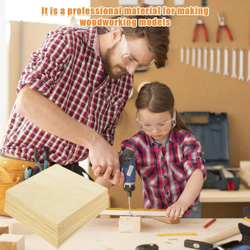 Vista 5 de 20 hojas de madera de tilo de 12 x 12 pulgadas, piezas de madera cuadradas sin terminar para manualidades, tablero de madera contrachapada de 0.118