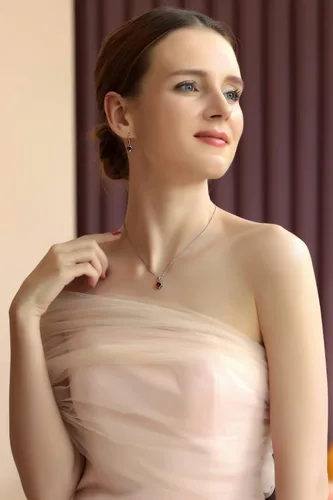 Vista 2 de Conjuntos de joyas para mujer, collar de corazón y aretes para mujer, joyas de piedra natal, juego de biseles auténticos o sintéticos, collar