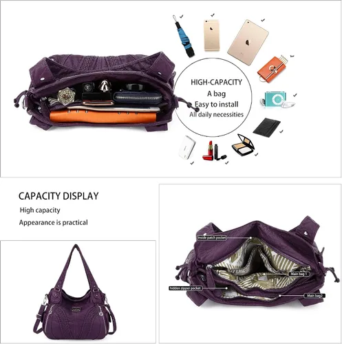 Vista 3 de Monederos y bolsos de mano de moda para mujer, bolsos de hombro con asa superior, bolsos de cuero sintético