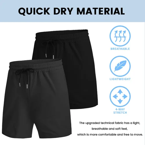 Vista 4 de COOFANDY - Paquete de 2pantalones cortos de entrenamiento para hombre, diseño con bolsillos, de secado rápido, para fisicoculturismo, levantamiento