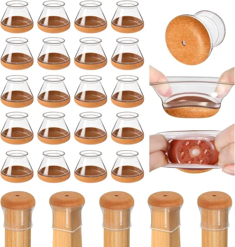 Vista 11 de OCONDA 20 Pcs Chair Leg Floor Protectors, Fit Diameter: 9/16" to 12/16" Transparente-20 piezas