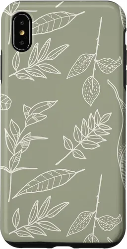 Vista 11 de Carcasa para iPhone 16, diseño de hojas y flores, color verde salvia