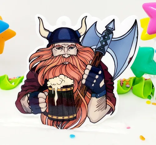 Vista 2 de Juego de decoración para pastel de cumpleaños de 7 piezas con temática vikinga