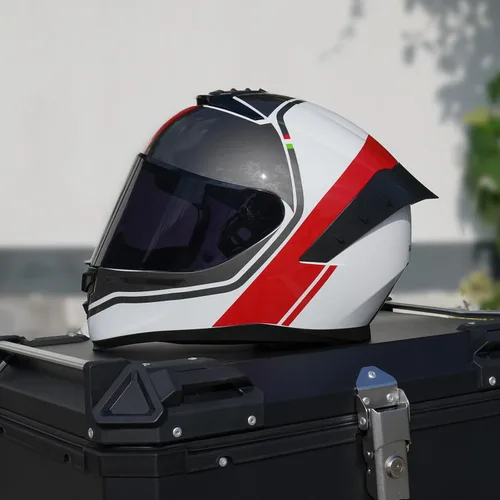 Vista 7 de Casco de motocicleta de cara completa, cascos para motocicleta de adultos, MG611, casco de motocicleta de carreras de calle con visera negra