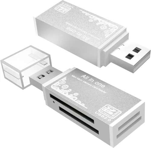 Vista 12 de Lector de tarjetas micro SD, lector de tarjetas SD 4 en 1 a adaptador USB, lector de tarjetas de memoria para MS Duo/Pro, tarjeta M2, SDXC, SDHC