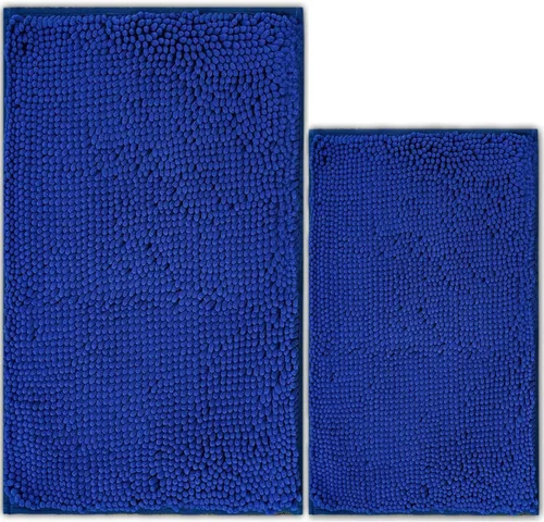 Vista 10 de Juego de 2 tapetes de baño de chenilla, superabsorbentes, con fuerte respaldo antideslizante de PVC, tapetes de baño para baño, peludos