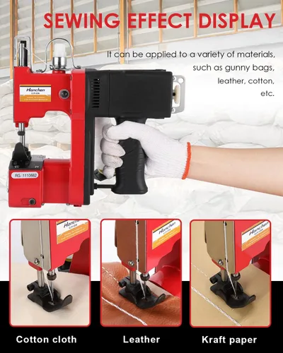 Vista 2 de Hanchen Máquina de coser de bolsas con hilo de coser de 6 rollos