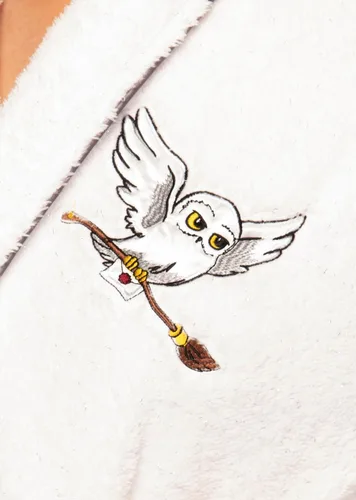 Vista 3 de Groovy Harry Potter - Albornoz de forro polar para mujer Hedwig Pigiami, Blanco