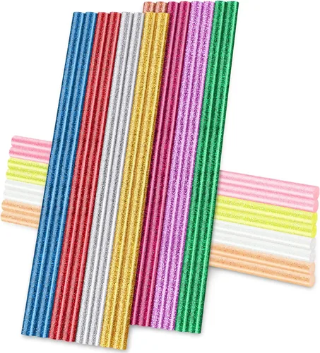 Vista 17 de Manarty Palitos de pegamento caliente negro, 24 unidades de tamaño mini de 0.27 pulgadas de diámetro x 8 pulgadas de largo, pegamento de goma EVA