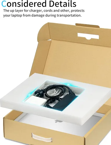 Vista 4 de ALASHI Caja de envío para laptop, espuma cortable, se adapta a 17.3 Marrón