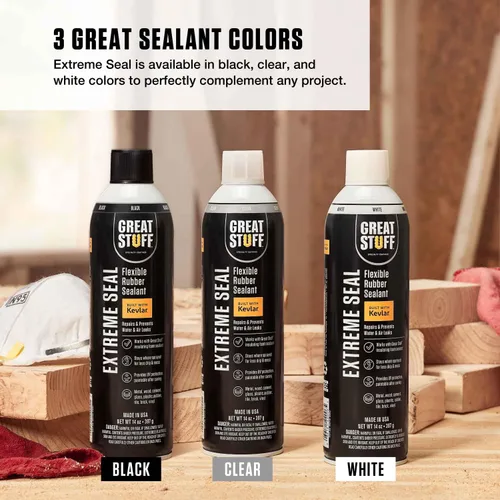 Vista 5 de Great Stuff™ Extreme Seal - Aerosol sellador de goma flexible, protege las superficies de fugas de agua y aire, construido con Kevlar, negro, 14