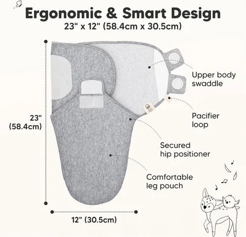 Vista 2 de Paquete de 5 sacos de dormir orgánicos para bebés y niños y niñas, sacos de dormir orgánicos (nube), paños para eructos (paisaje gris)