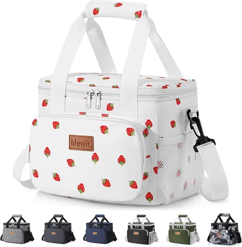Vista 19 de Lifewit Lonchera mediana aislada, suave y refrigerante, para adultos, hombres y mujeres, color negro, 12 latas (9L)
