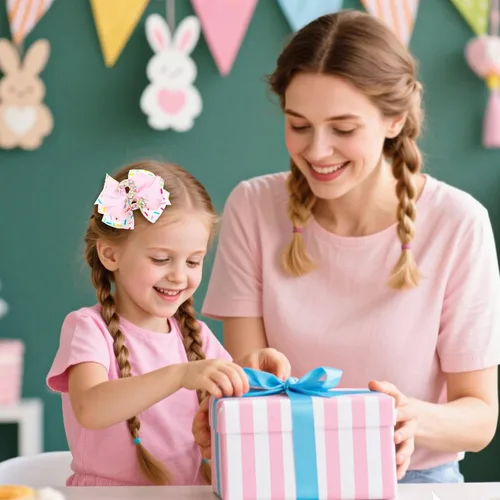Vista 5 de 2 lazos para el cabello de cumpleaños con purpurina, dos dulces decoraciones de cumpleaños, perfectos para un regalo de niñas, accesorios