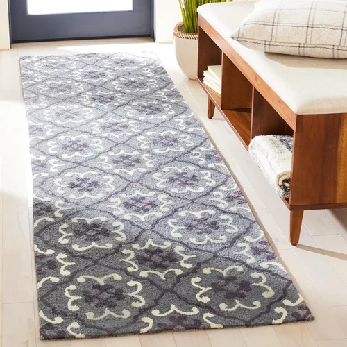 Vista 10 de SAFAVIEH Four Seasons Collection FRS234A - Alfombra de pasillo floral con gancho a mano, 2 pies 3 pulgadas x 8 pies, color azul/marfil
