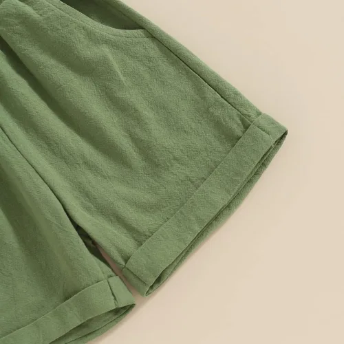 Vista 7 de Karuedoo Conjunto de 2 piezas de ropa de algodÃ³n y lino de manga corta con botones y pantalones cortos para el verano