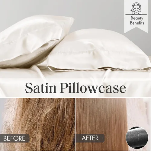 Vista 313 de Madison Park Essentials - Juego de sábanas de satén de lujo y sedoso con brillo natural, bolsillo elástico de 14 pulgadas para colchones de hasta 16