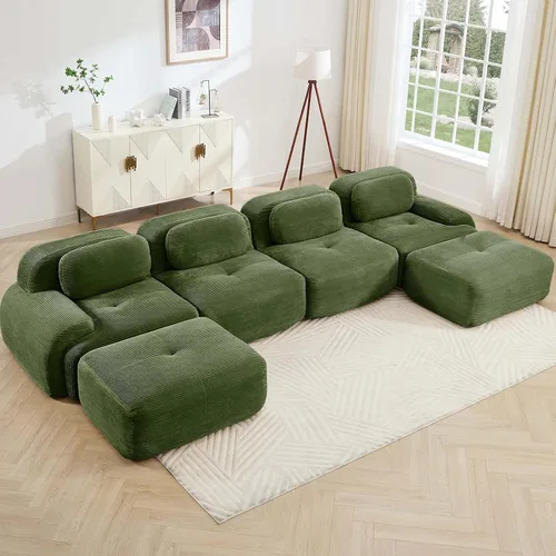 Vista 47 de Juego de sofás seccionales sin hueso de 117 pulgadas para sala de estar, modular en forma de L y sofá de 3 plazas con asiento profundo, almohadas