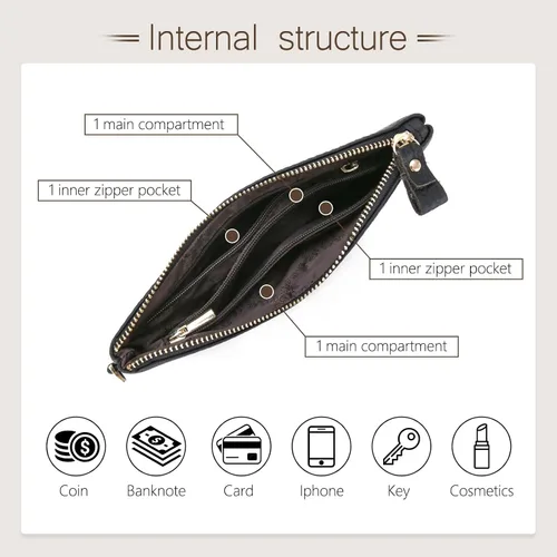Vista 3 de imeetu Bolso de mano para mujer con correa para muñeca