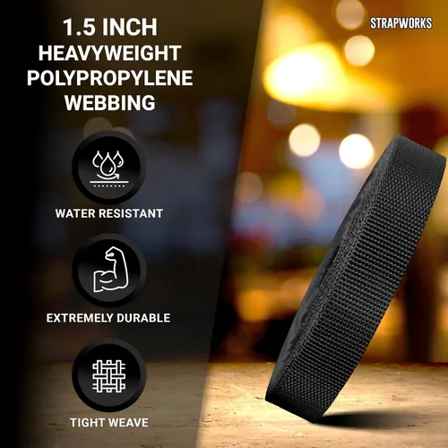 Vista 2 de Strapworks Heavyweight Polypropylene Webbing - Heavy Duty Poly Strapping for Outdoor DIY Gear Repair, 1.5 Inches