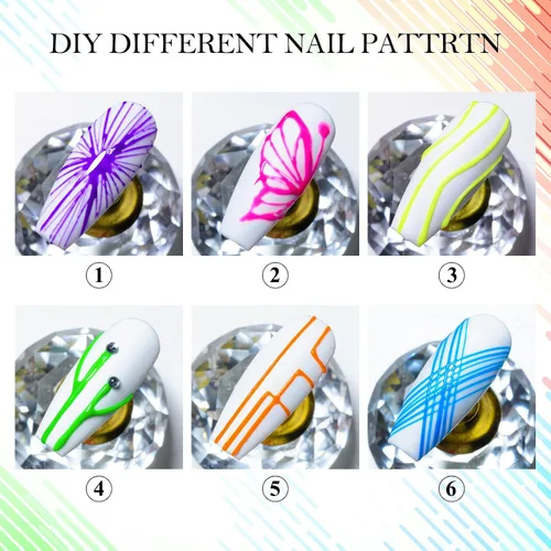 Vista 7 de Gel de araña luminoso de 12 colores, gel de araña que brilla en la oscuridad para arte de uñas, gel de dibujo de alambre elástico para línea