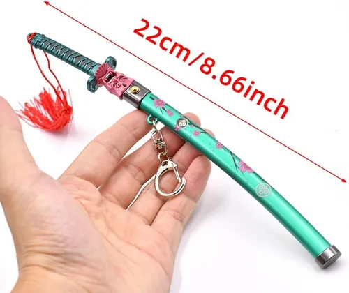 Vista 2 de 8.66" Valorant Onimaru Kunitsuna Katana Key Chain Mini Sword Game Katana Keychain Backpack Keyring Desk Decoration