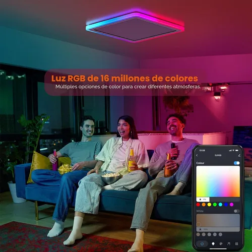 Vista 2 de Annaror Lámpara de techo LED inteligente WiFi, lámpara de montaje empotrado RGB de 13 pulgadas con control remoto, compatible con Alexa Google Home